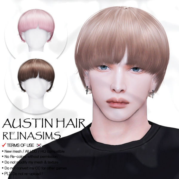 Alpha Reina 84 Austin hair by simsfinds - The Sims 4 Custom Content