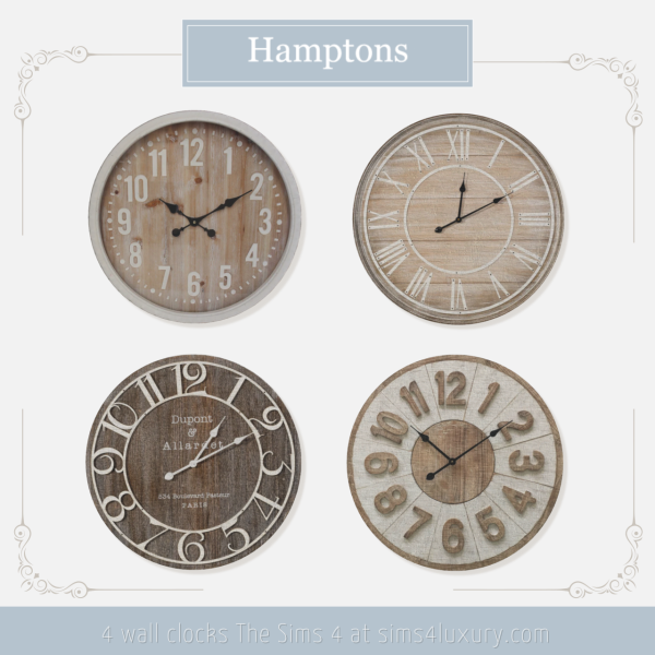 Alpha The Hamptons Clocks by simsfinds - The Sims 4 Custom Content