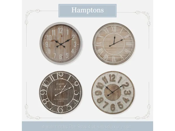 Alpha The Hamptons Clocks - The Sims 4 Custom Content