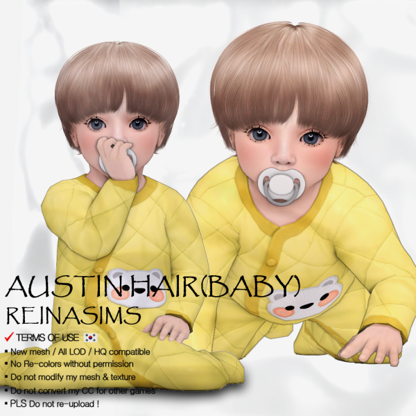 Alpha Reina 84 Austin hair(Baby) by simsfinds - The Sims 4 Custom Content