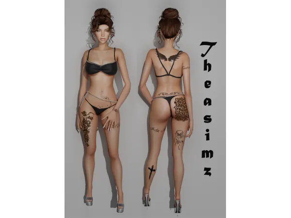 Mix Cindy tattoo set 01 by Theasimz - The Sims 4 Custom Content