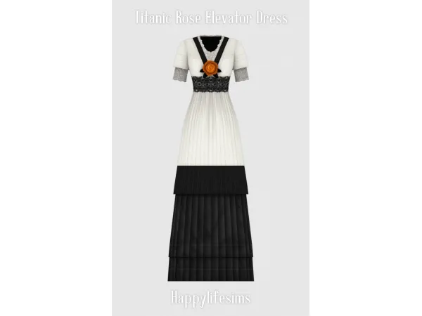 Mix [Lonelyboy] Titanic Rose Elevator Dress (Koonam) by HappyLifeSims - The Sims 4 Custom Content
