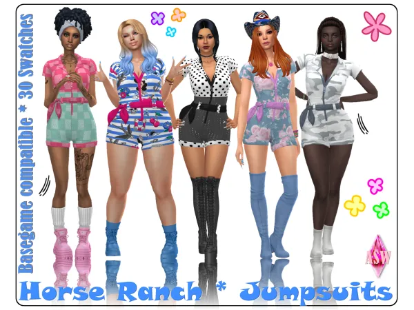 Maxis Match Horse Ranch Jumpsuits by Annett's Sims 4 Welt ASW - The Sims 4 Custom Content