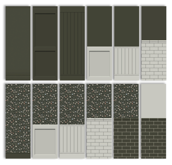 Mix English Country Wall Set by simsfinds - The Sims 4 Custom Content
