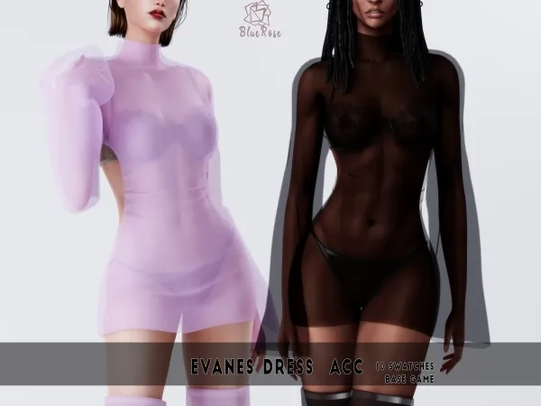 Alpha Evanes Dress Acc BRsims - The Sims 4 Custom Content