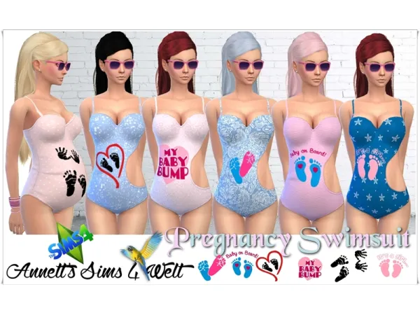 Maxis Match Pregnancy Swimsuit by Annett's Sims 4 Welt ASW - The Sims 4 Custom Content