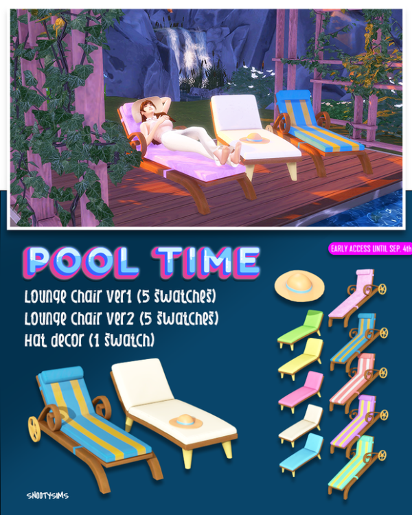 Alpha Pool Time Lounger by simsfinds - The Sims 4 Custom Content