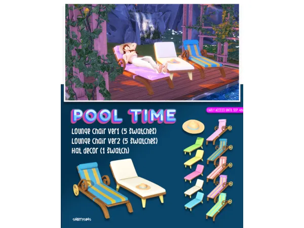 Alpha Pool Time Lounger by SNOOTYSIMS - The Sims 4 Custom Content