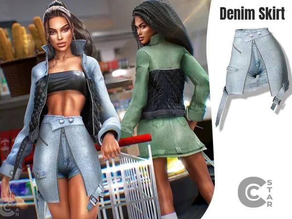 Alpha Denim Skirt Shorts cool_content_star - The Sims 4 Custom Content