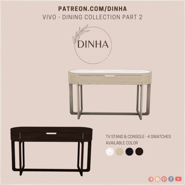 Mix Vivo Dining Collection Part 2 Console by dinhagamer - The Sims 4 Custom Content