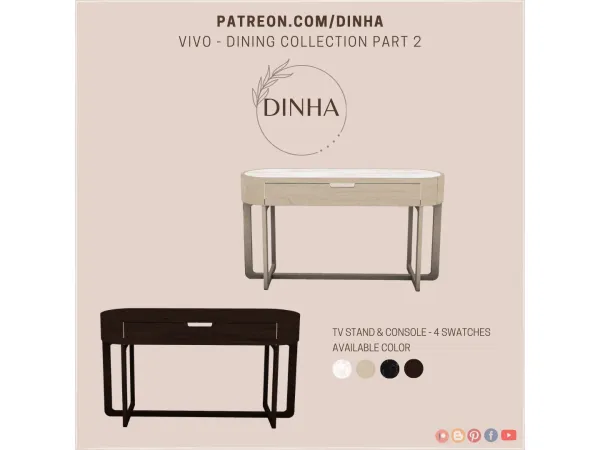 Mix Vivo Dining Collection Part 2 Console - The Sims 4 Custom Content