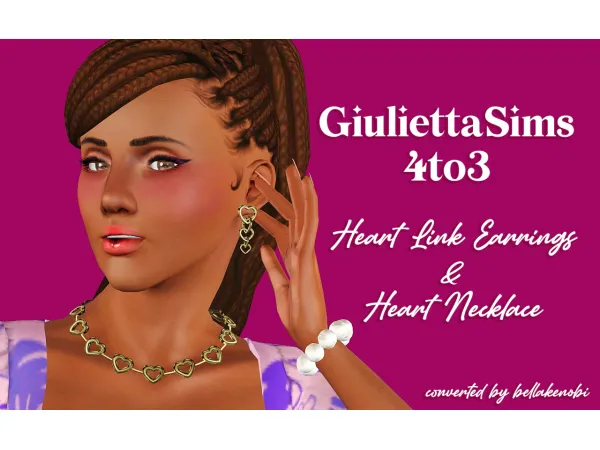 4to3 Giuliettasims Heart Link Earrings and Heart Necklace - The Sims 3 Custom Content