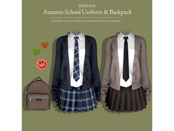 [RIMINGS] Autumn School Uniform & Backpack by RIMINGS