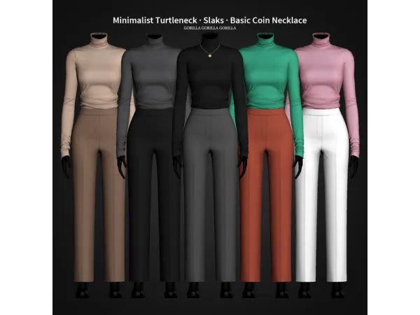 Minimalist Turtleneck · Slaks · Basic Coin Necklace by Gorilla Gorilla Gorilla