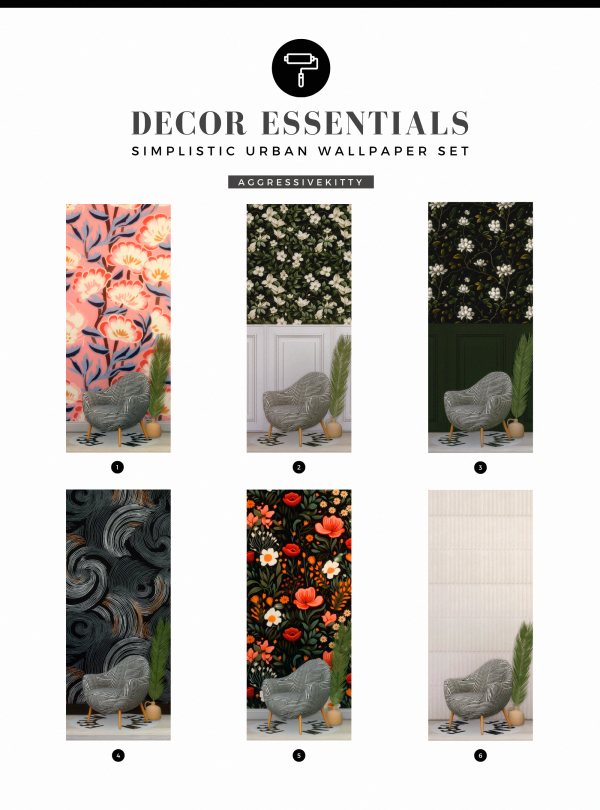 Mix DESIGN ESSENTIALS l SIMPLISTIC URBAN WALLPAPER SET (FREE) by simsfinds - The Sims 4 Custom Content
