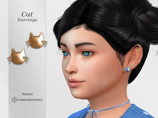 Alpha Cat Earrings Child - The Sims 4 Custom Content
