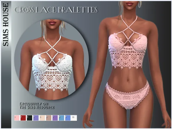 Alpha CROSS LACE BRALETTES - The Sims 4 Custom Content