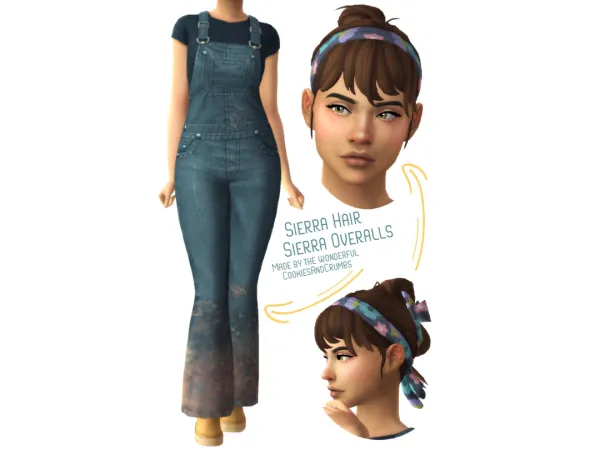 Maxis Match Sierra Hair and Sierra Overalls - The Sims 4 Custom Content