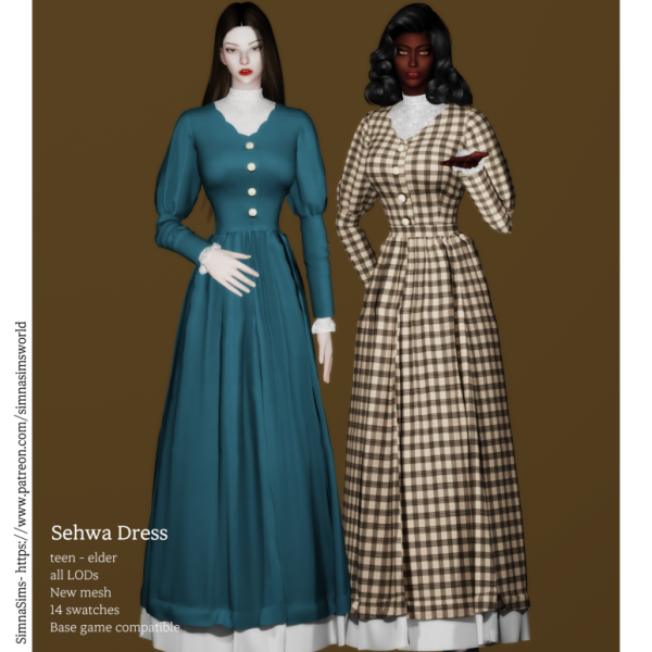 Alpha [Simna] Sehwa Dress by simsfinds - The Sims 4 Custom Content
