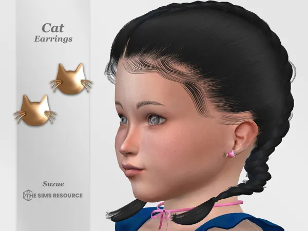 Alpha Cat Earrings Toddler - The Sims 4 Custom Content
