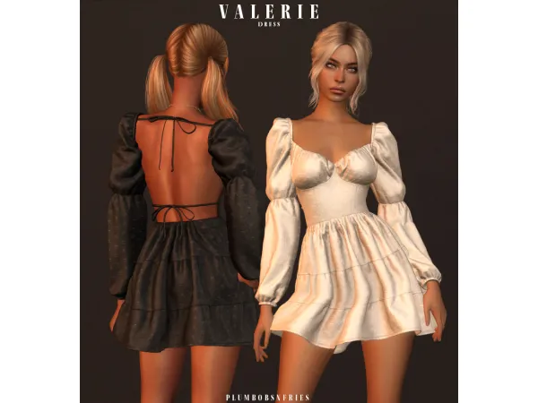Alpha VALERIE dress by plumbobsnfries - The Sims 4 Custom Content