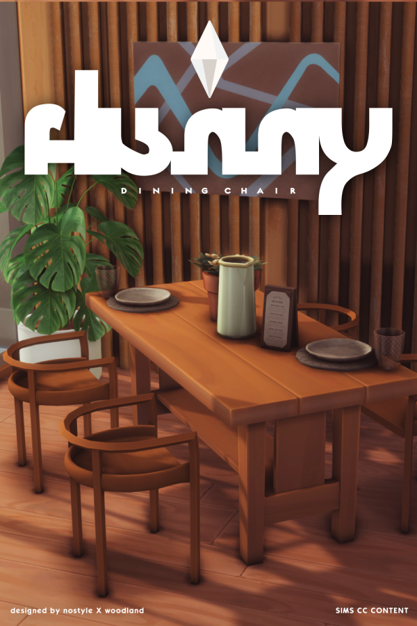 Mix [N O S T Y L E X W O O D L A N D] H a n n y D i n i n g C h a i r by simsfinds - The Sims 4 Custom Content