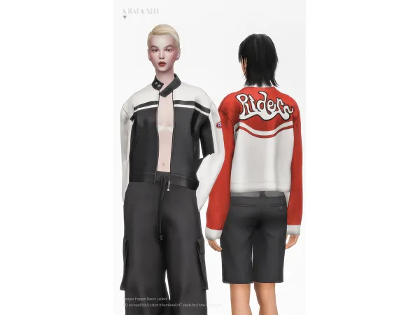 Alpha Pepper Pepper Racer Jacket by Charonlee SIMS - The Sims 4 Custom Content