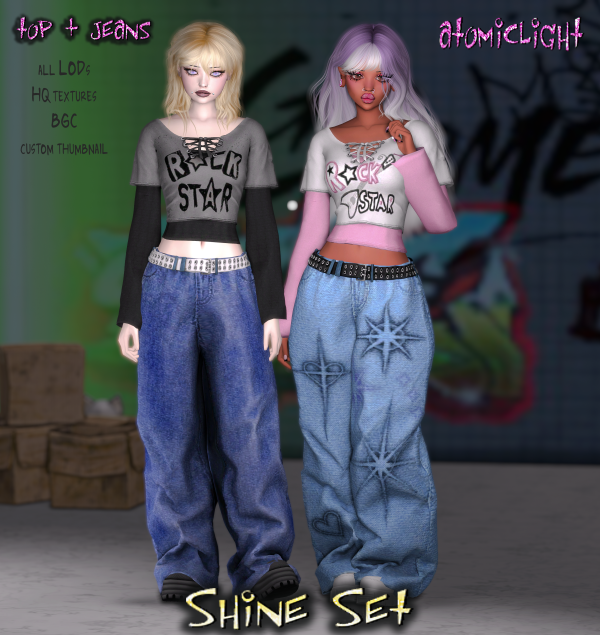 Alpha Shine Set by Atomiclight - The Sims 4 Custom Content