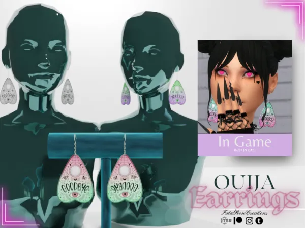 Alpha Ouija Earrings by Fatal Rose Creations - The Sims 4 Custom Content