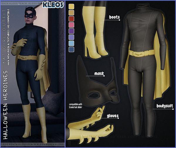 Alpha Halloween Heroines BatGirl Outfit by smsims - The Sims 4 Custom Content