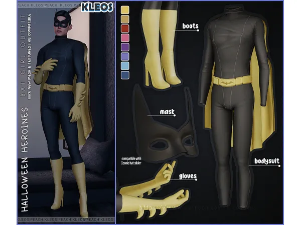 Alpha Halloween Heroines BatGirl Outfit - The Sims 4 Custom Content