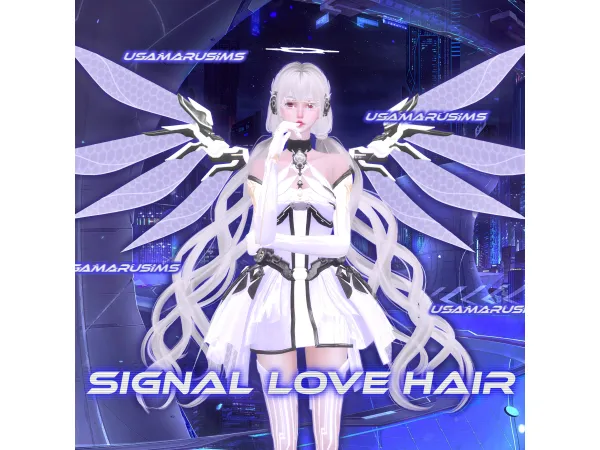 Alpha Signal Love Hair by usamarusims 兔丸欸嘿 - The Sims 4 Custom Content