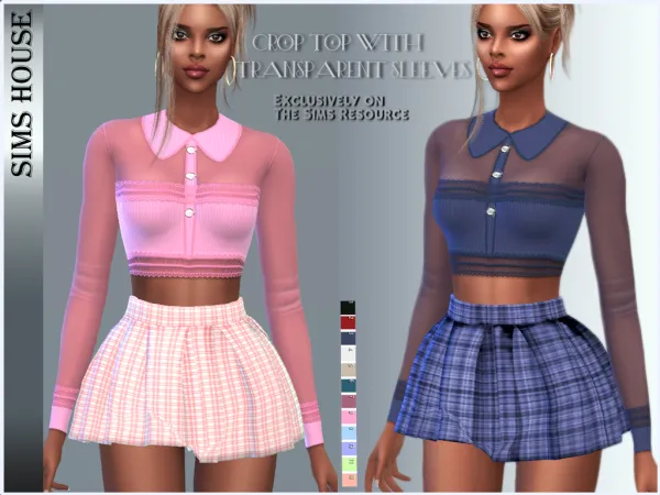 Alpha CROP TOP WITH TRANSPARENT SLEEVES - The Sims 4 Custom Content