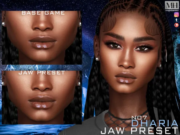 Alpha Dharia Jaw Preset N07 - The Sims 4 Custom Content