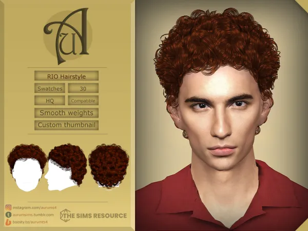 Alpha RIO SHORT MALE CURLY HAIRSTYLE - The Sims 4 Custom Content