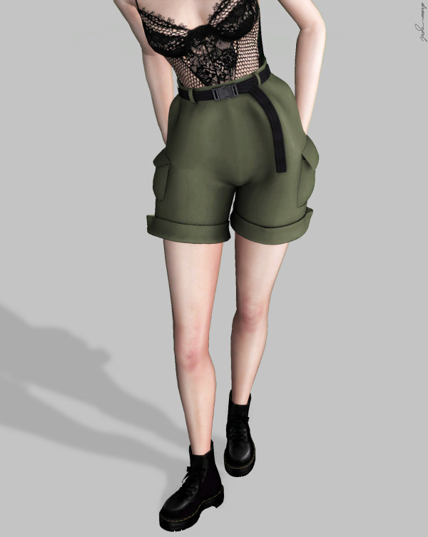 Alpha belted cargo shorts by simsfinds - The Sims 4 Custom Content