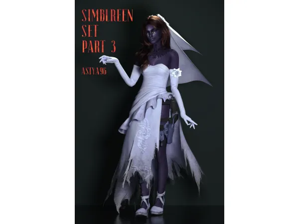 Alpha Simblreen Set (2021) Part 3 Tekken 7 Nina Bride Set by astya96 - The Sims 4 Custom Content