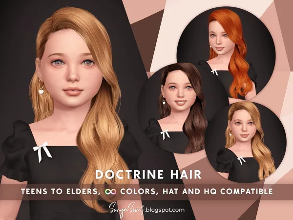 Alpha Doctrine Hair (Kids Version) by simsfinds - The Sims 4 Custom Content