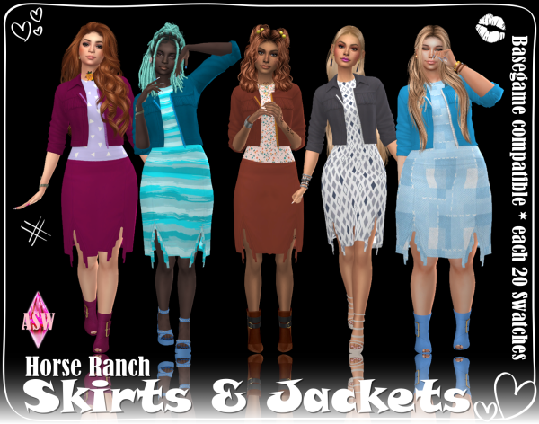 Maxis Match Horse Ranch Skirts Jackets by simsfinds - The Sims 4 Custom Content