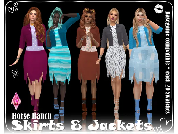 Maxis Match Horse Ranch Skirts Jackets by Annett's Sims 4 Welt ASW - The Sims 4 Custom Content