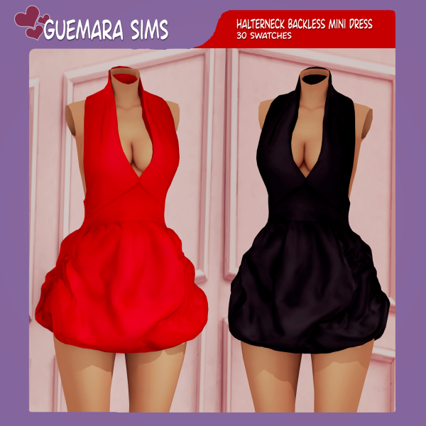 Alpha Halterneck Backless Mini Dress (Public now) by simsfinds - The Sims 4 Custom Content