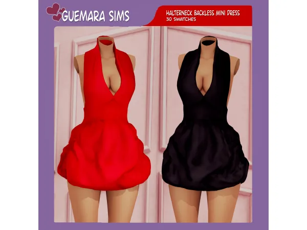 Alpha Halterneck Backless Mini Dress (Public now) by Guemara - The Sims 4 Custom Content