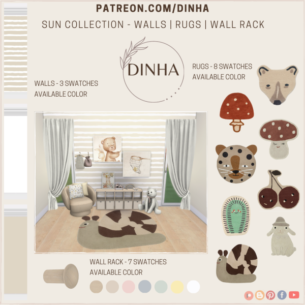 Alpha Sun Collection Walls Rugs Wall Rack by dinhagamer - The Sims 4 Custom Content
