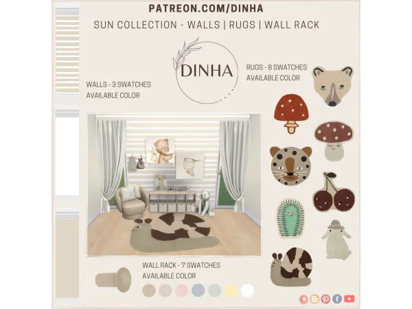 Alpha Sun Collection Walls Rugs Wall Rack - The Sims 4 Custom Content