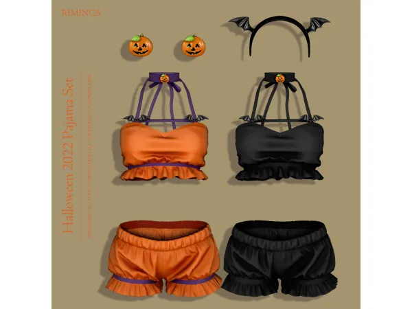 Alpha Halloween 2022 _Pajama Set by RIMINGS - The Sims 4 Custom Content