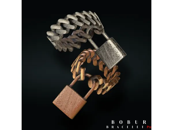 Alpha Chain bracelet with lock by Bobur - The Sims 4 Custom Content