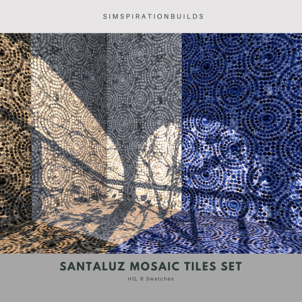 Alpha Santaluz Mosaic Tiles Set by simsfinds - The Sims 4 Custom Content