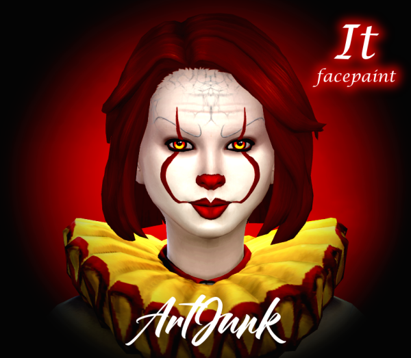 Maxis Match IT Facepaint (Pennywise) by simsfinds - The Sims 4 Custom Content