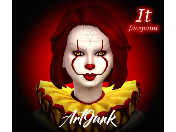 Maxis Match IT Facepaint (Pennywise) by ArtJunk - The Sims 4 Custom Content