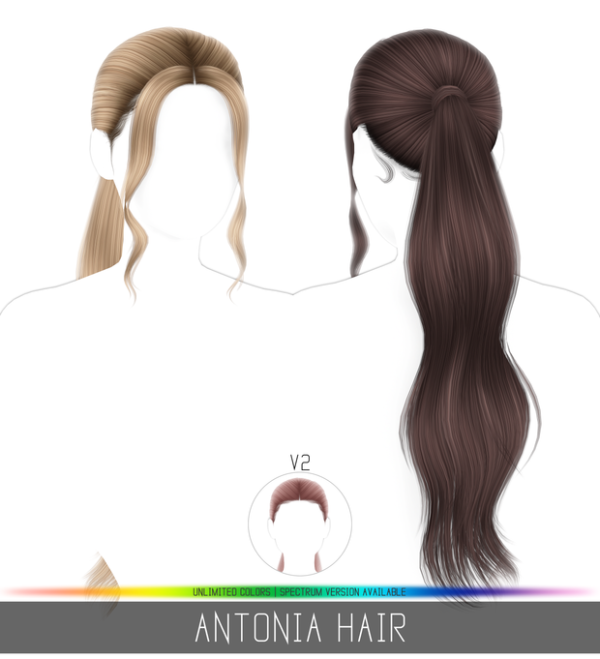 Alpha ANTONIA HAIR by simsfinds - The Sims 4 Custom Content